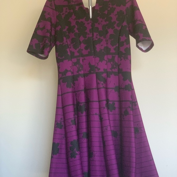 Julian Taylor New York Purple & Teal Circle Skirt Dress, 10 - Picture 4 of 9